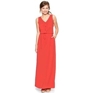 Gap Coral Henley Maxi Dress